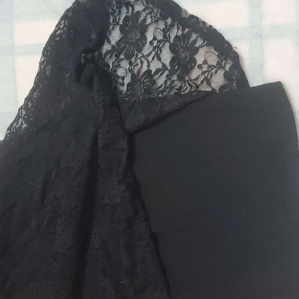 MIDNIGHT HOUR Black Floral Lace Short Dress Size Medium - Picture 6 of 8